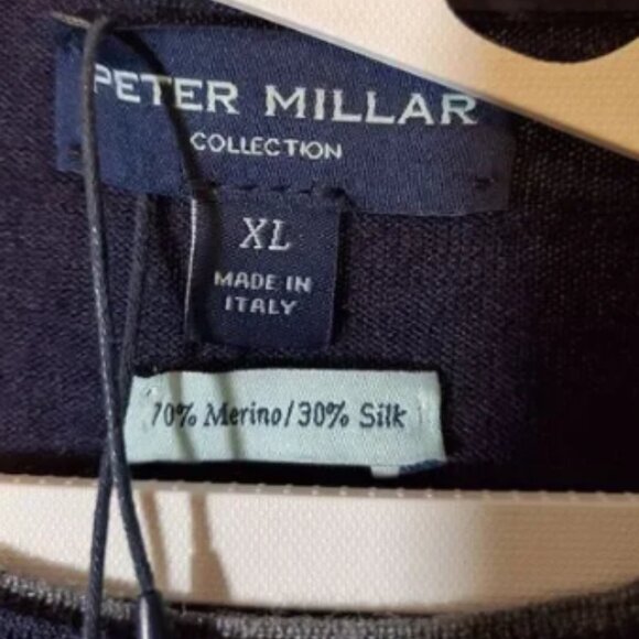 Peter Millar Collection Sweater Mens XL Blue Pullover Knit Wool Blend V Neck NWT - Picture 3 of 5